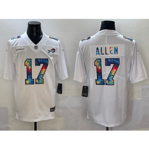 Nike Bills 17 Josh Allen White Rainbow Vapor Limited Men Jersey