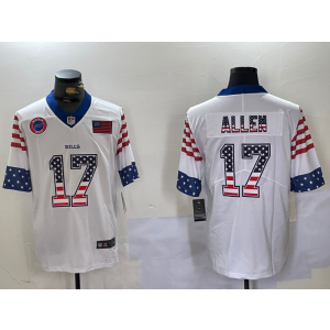 Nike Bills 17 Josh Allen White USA Flag Vapor Limited Men Jersey