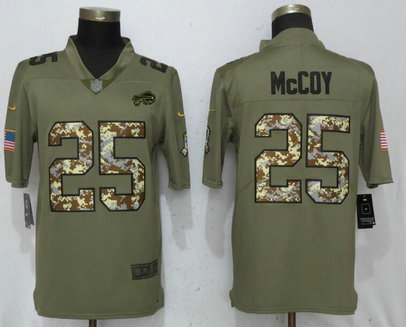 Nike Bills 25 LeSean McCoy Olive Camo Salute To Service Limited Jersey
