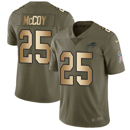 Nike Bills 25 LeSean McCoy Olive Gold Salute To Service Limited Jersey