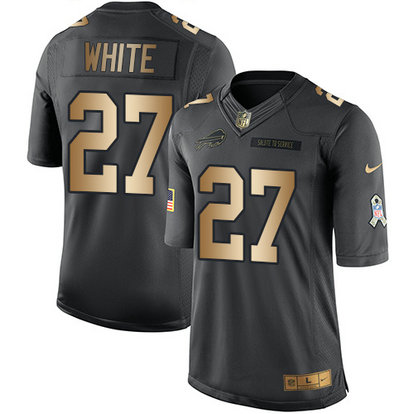 Nike Bills 27 Tre'Davious White Anthracite Gold Salute To Service Limited Jersey