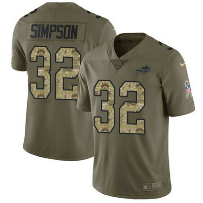 Nike Bills 32 O.J. Simpson Olive Camo Salute To Service Limited Jersey