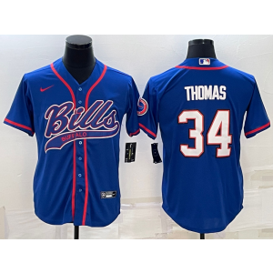 Nike Bills 34 Thurman Thomas Blue Vapor Baseball Limited Men Jersey