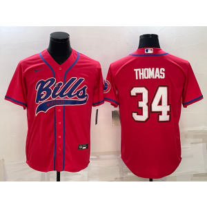 Nike Bills 34 Thurman Thomas Red Vapor Baseball Limited Men Jersey