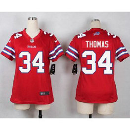 Nike Bills 34 Thurman Thomas Red Women's Stitched NFL Limited Color Rush Jersey