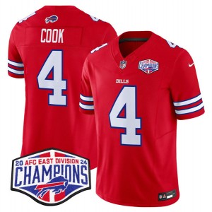 Nike Bills 4 James Cook Red 2024 AFC East Division Champions F.U.S.E. Vapor Limited Men Jersey