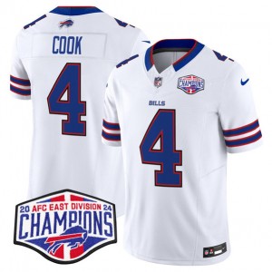 Nike Bills 4 James Cook White 2024 AFC East Division Champions F.U.S.E. Vapor Limited Men Jersey