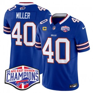 Nike Bills 40 Von Miller Royal 2024 AFC East Division Champions F.U.S.E. Vapor Limited Men Jersey with C Patch