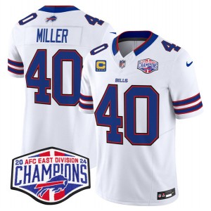 Nike Bills 40 Von Miller White 2024 AFC East Division Champions F.U.S.E. Vapor Limited Men Jersey