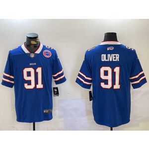 Nike Bills 91 Ed Oliver Royal Blue Team Logo Vapor Limited Men Jersey