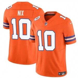 Nike Broncos 10 Bo Nix Orange Mile High Collection 1977 Throwback F.U.S.E. Vapor Limited Men Jersey