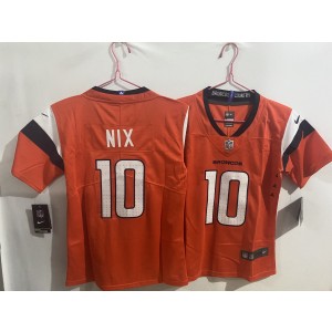 Nike Broncos 10 Bo Nix Orange Vapor Limited Youth Jersey