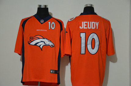 Nike Broncos 10 Jerry Jeudy Orange Team Big Logo Number Vapor Untouchable Limited Jersey