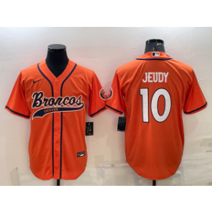 Nike Broncos 10 Jerry Jeudy Orange With Patch Vapor Baseball Limited Men Jersey