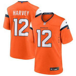 Nike Broncos 12 Harvey Orange Vapor Limited Men Jersey