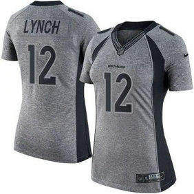 Nike Broncos 12 Paxton Lynch Gray Women NFL Gridiron Gray Jersey