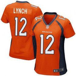 Nike Broncos 12 Paxton Lynch Orange Women 2016 NFL Draft New Jersey