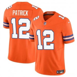 Nike Broncos 12 Tim Patrick Orange Mile High Collection 1977 Throwback F.U.S.E. Vapor Limited Men Jersey