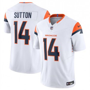 Nike Broncos 14 Courtland Sutton White 2024 F.U.S.E. Vapor Limited Men Jersey