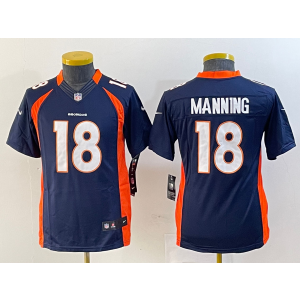 Nike Broncos 18 Peyton Manning Blue Vapor Untouchable Limited Youth Jersey
