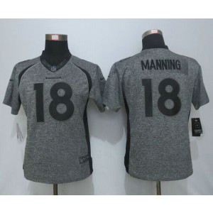 Nike Broncos 18 Peyton Manning Grey Gridiron Grey Women Limited Jersey