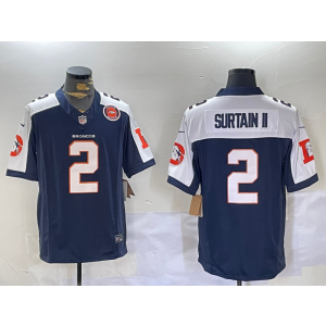 Nike Broncos 2 Pat Surtain II Navy Thanksgiving Day F.U.S.E. Vapor Limited Men Jersey