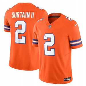 Nike Broncos 2 Pat Surtain II Orange Mile High Collection 1977 Throwback F.U.S.E. Vapor Limited Men Jersey