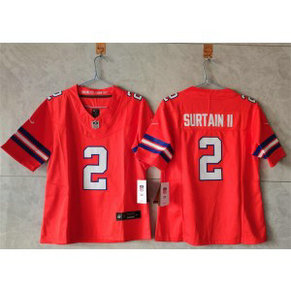 Nike Broncos 2 Pat Surtain II Orange Throwback F.U.S.E. Vapor Limited Women Jersey(Run Small)