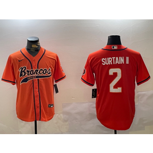 Nike Broncos 2 Pat Surtain II Orange Vapor Baseball Limited Men Jersey