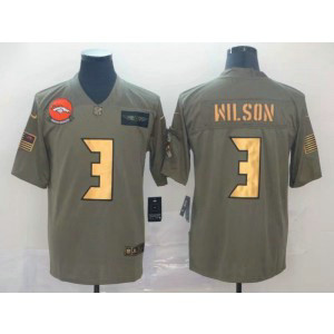 Nike Broncos 3 Russell Wilson 2019 Olive Gold Salute To Service Limited Men Jersey