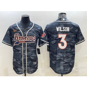Nike Broncos 3 Russell Wilson Grey Camo With Patch Vapor Baseball Limited Men Jersey