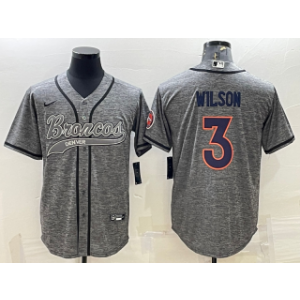 Nike Broncos 3 Russell Wilson Grey With Patch Vapor Baseball Limited Men Jersey