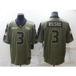 Nike Broncos 3 Russell Wilson Olive 2021 Salute To Service Limited Men Jersey