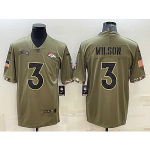Nike Broncos 3 Russell Wilson Olive 2022 Salute To Service Limited Men Jersey