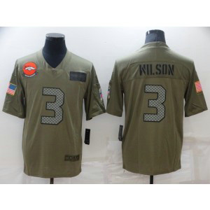 Nike Broncos 3 Russell Wilson Olive Green Salute to Service Limited Men Jersey