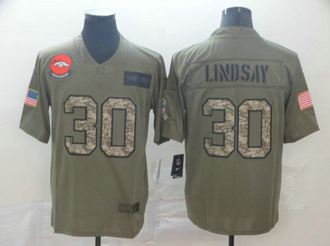 Nike Broncos 30 Phillip Lindsay 2019 Olive Camo Salute To Service Limited Jersey