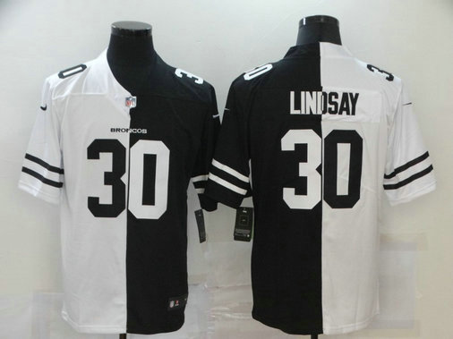 Nike Broncos 30 Phillip Lindsay Black And White Split Vapor Untouchable Limited Jersey
