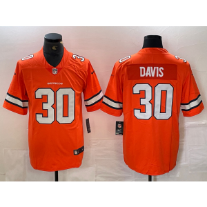 Nike Broncos 30 Terrell Davis Orange Color Rush Limited Men Jersey