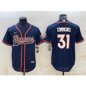 Nike Broncos 31 Justin Simmons Navy With Patch Vapor Baseball Limited Men Jersey