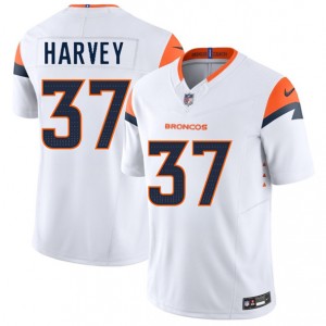 Nike Broncos 37 RJ Harvey White 2025 Draft F.U.S.E. Vapor Limited Men Jersey