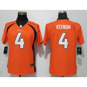 Nike Broncos 4 Case Keenum Orange Vapor Untouchable Limited Women Jersey