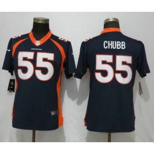 Nike Broncos 55 Bradley Chubb Navy Vapor Untouchable Limited Women Jersey