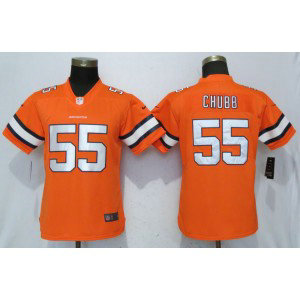 Nike Broncos 55 Bradley Chubb Orange Color Rush Limited Women Jersey