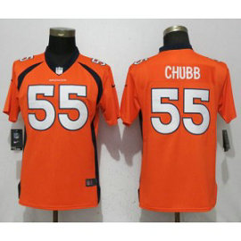 Nike Broncos 55 Bradley Chubb Orange Vapor Untouchable Limited Women Jersey