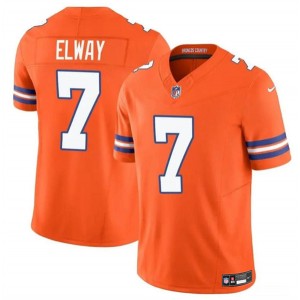 Nike Broncos 7 John Elway Orange Mile High Collection 1977 Throwback F.U.S.E. Vapor Limited Men Jersey