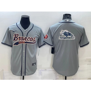 Nike Broncos Blank Grey Vapor Baseball Logo Limited Men Jersey