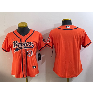 Nike Broncos Blank Orange Vapor Baseball Limited Women Jersey