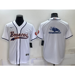 Nike Broncos Blank White Vapor Baseball Logo Limited Men Jersey