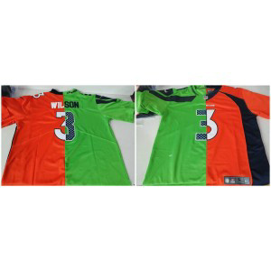 Nike Broncos Seahawks 3 Wilson Green Orange Split Vaopr Limited Men Jersey