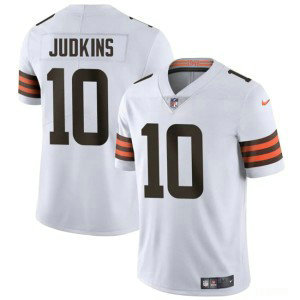 Nike Browns 10 Quinshon Judkins White 2025 Draft Vapor Limited Men Jersey